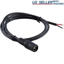 3ft 5.5x2.5mm Female DC Power CCTV Pigtail Cable 18AWG Copper Wire 5V 12V 24V 