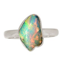 Natural Ethiopian Opal Rough 925 Sterling Silver Ring Jewelry s.7.5 ALLR-32057