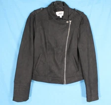 JACK By BB DAKOTA Soft FAUX SUEDE Black ZIP-UP Pockets MOTO BIKER JACKET  Sz S