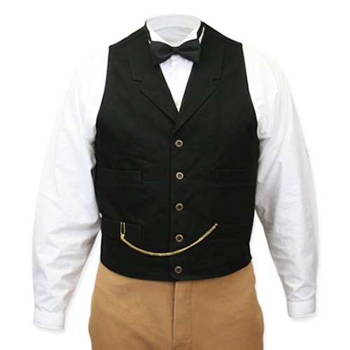 Frontier Classics men Old West black canvas waistcoat vest Victorian Steampunk S - Picture 1 of 10