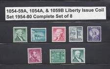 Bobinas US Scott #1054-1059A, 1054b y 1059A/emisión regular Liberty MNH