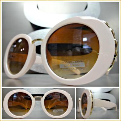 New Classy Elegant Trendy Vintage Retro Luxury Style SUNGLASSES Round Nude Frame