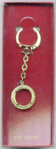 Dime Coin Holder Keychain - Gold Tone 10c Roosevelt Barber Mercury - DM825