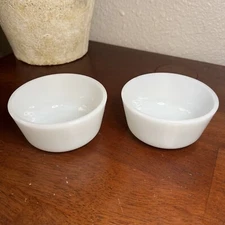 2x Anchor Hocking Custard Cup Ramekin #434 White Milk Glass