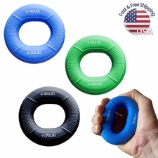 3 Hand Grip Strengthener Training Rings Multi-Level Exerciser for Carpal Tunnel