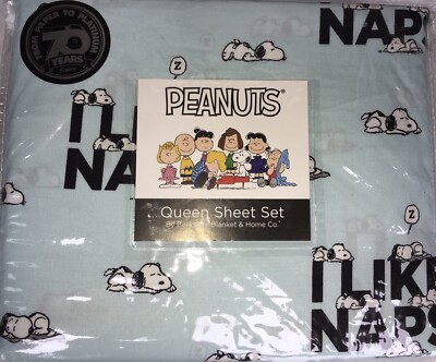 Berkshire~Peanuts 70th~SNOOPY~I LOVE NAPS~4 Pc.Queen Sheet Set~2020~NEW~FAST SH.