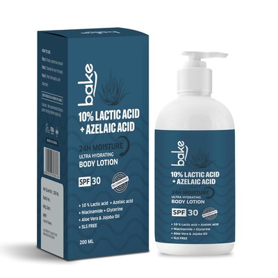 BAKE 10% Lactic Acid Body Lotion Azelainsäure glättet raue holprige Haut 200ml