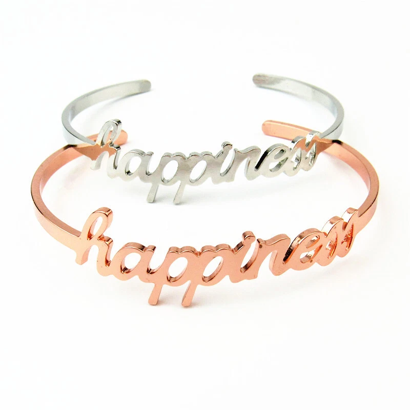 925 Versilbert Armreif Armband Ins Buchstabe Graviert Glück Liebe Krone Gift - Bild 3 von 4