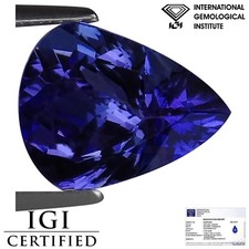 2.29 Ct IGI Certified AA+ Natural Tanzanite Gemstone Blue Violet Pear Cut