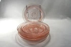 ANCHOR HOCKING CORONATION PINK DEPRESSION 6' BREAD & BUTTER PLATE SET OF 4