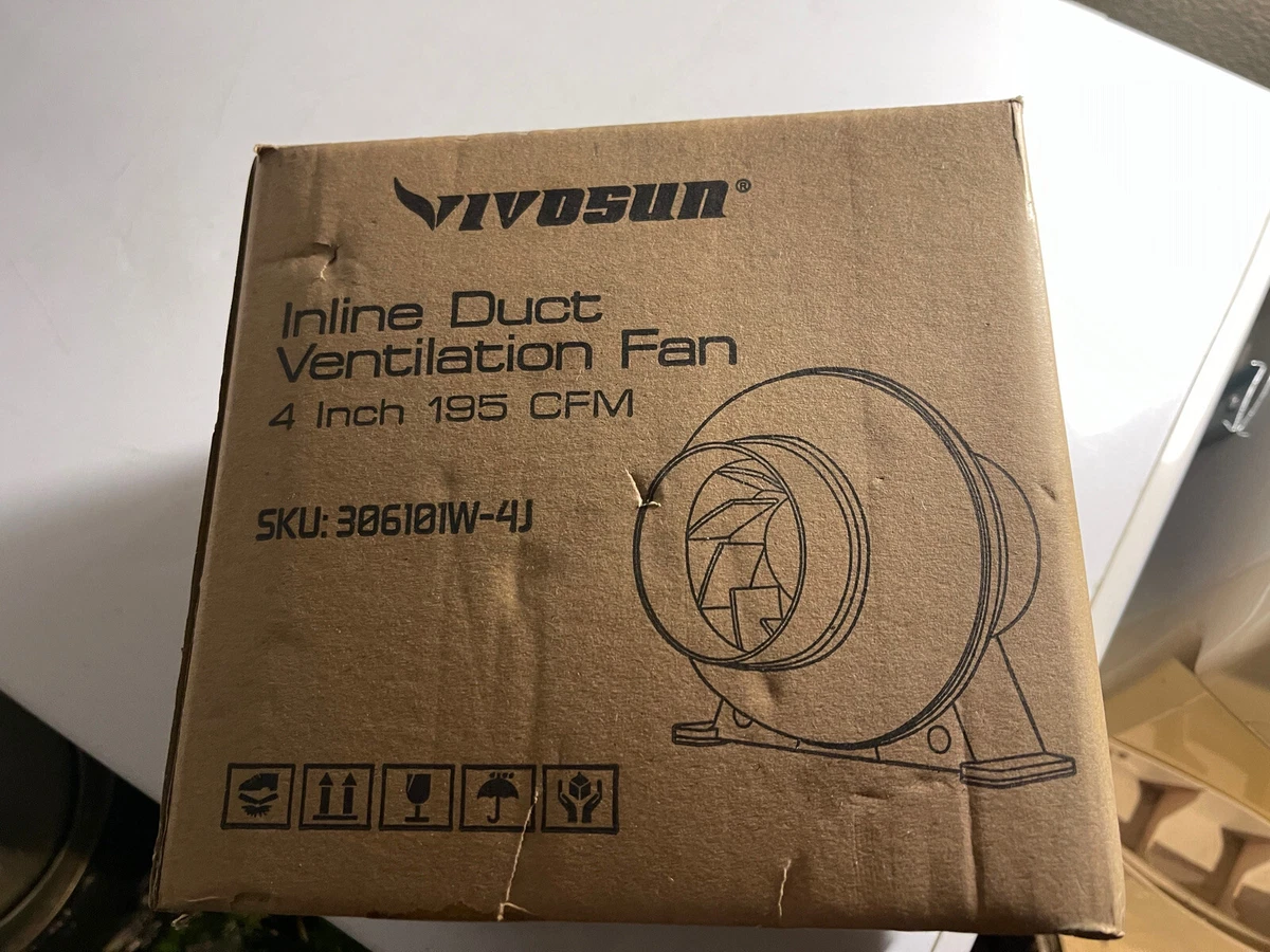 VIVOSUN 4 Inch 195 CFM Inline Duct Ventilation Fan Vent Blower for Grow Tent New