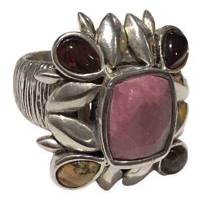 Barse Sterling Silber Ring Multi Edelstein Statement 18,5 g Größe 5,5