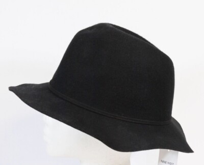Nine West Fedora Bucket Cloche Hat 100% Wool Winter Warm Black One Size New 
