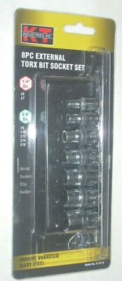 KT Industries 31-5119 External Torx Bit Socket Set 8 pc 1/4 & 3/8 Dr w Holder