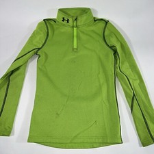Under Armour Youth Small Yellow/grnLong Sleeve 1/4 Zip Pullover Fitted Cold Gear