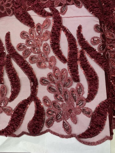 Tessuto di pizzo africano nuovi disegni ricamato con paillettes matrimonio sera 5 iarde - Foto 6 di 7