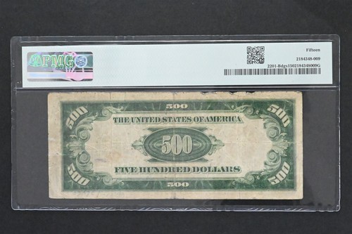 US 1934 $ 500 PMG Wahl fein 15 Federal Reserve Banknoten New York Fr # 2201-Bdgs dunkel - Bild 2 von 4