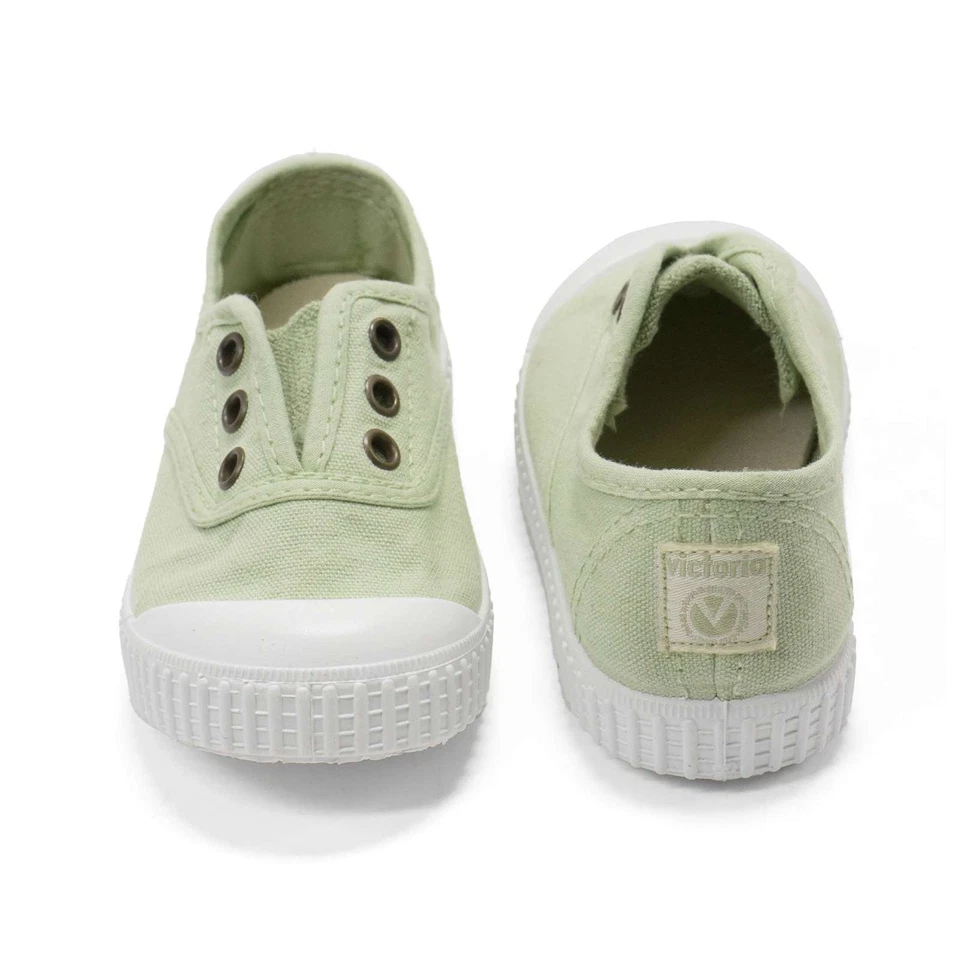 Zapatos para niños pequeños Zapatillas sin cordones de lona verde de Victoria Zapatos de algodón orgánico NUEVO Foto 4 de 4