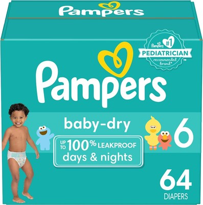 Pampers Baby Dry Size 6 Includes 64 Diapers up to 12 Hours of 