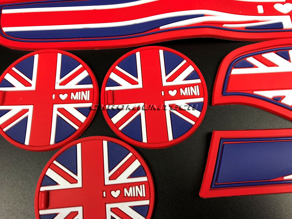 MK3 MINI Cooper/S F56 F57 Union Jack Cup Holder Coaster + Interior Mats 9pcs
