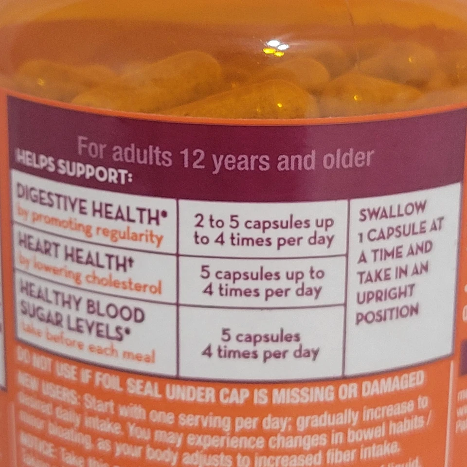 Paquete de 2 cápsulas de suplemento de fibra de psyllium multi-salud Metamucil 300 quilates exp. 28/04 Foto 2 de 2