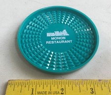 Teal Plastic MONON RESTAURANT Coaster GREENCASTLE INDIANA USA Made Railroad RR