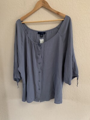 Venezia Dusky Blue Button Up Shirt Size 22 NWT