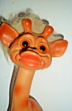 Vintage 1960’s Thomas DAM GIRAFFE TROLL White Hair Amber Eyes Doll 11" Rare