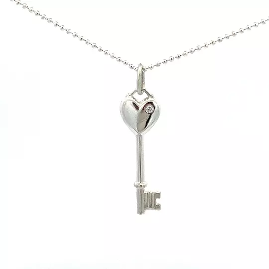 Diamond heart key necklace deals