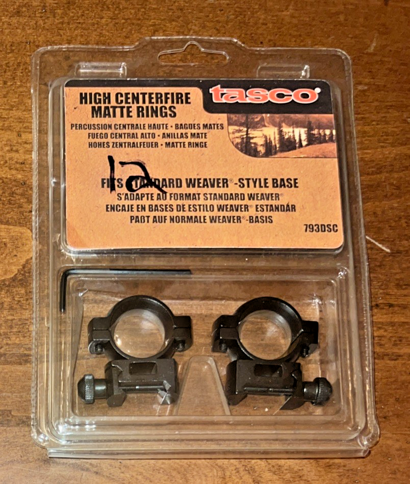 Tasco Scope High Centerfire Matte Rings - Part 793DSC - New - Free