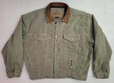 VTG County Seat Corduroy Leather Collar Quilted Lined Trucker Western Jacket XL