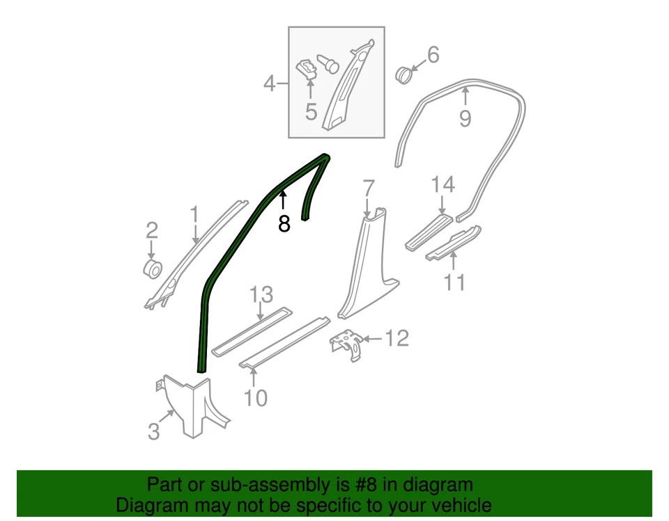 Nissan Máxima 2009-2014 genuino - moldura de apertura 76922-9N00A Foto 2 de 2