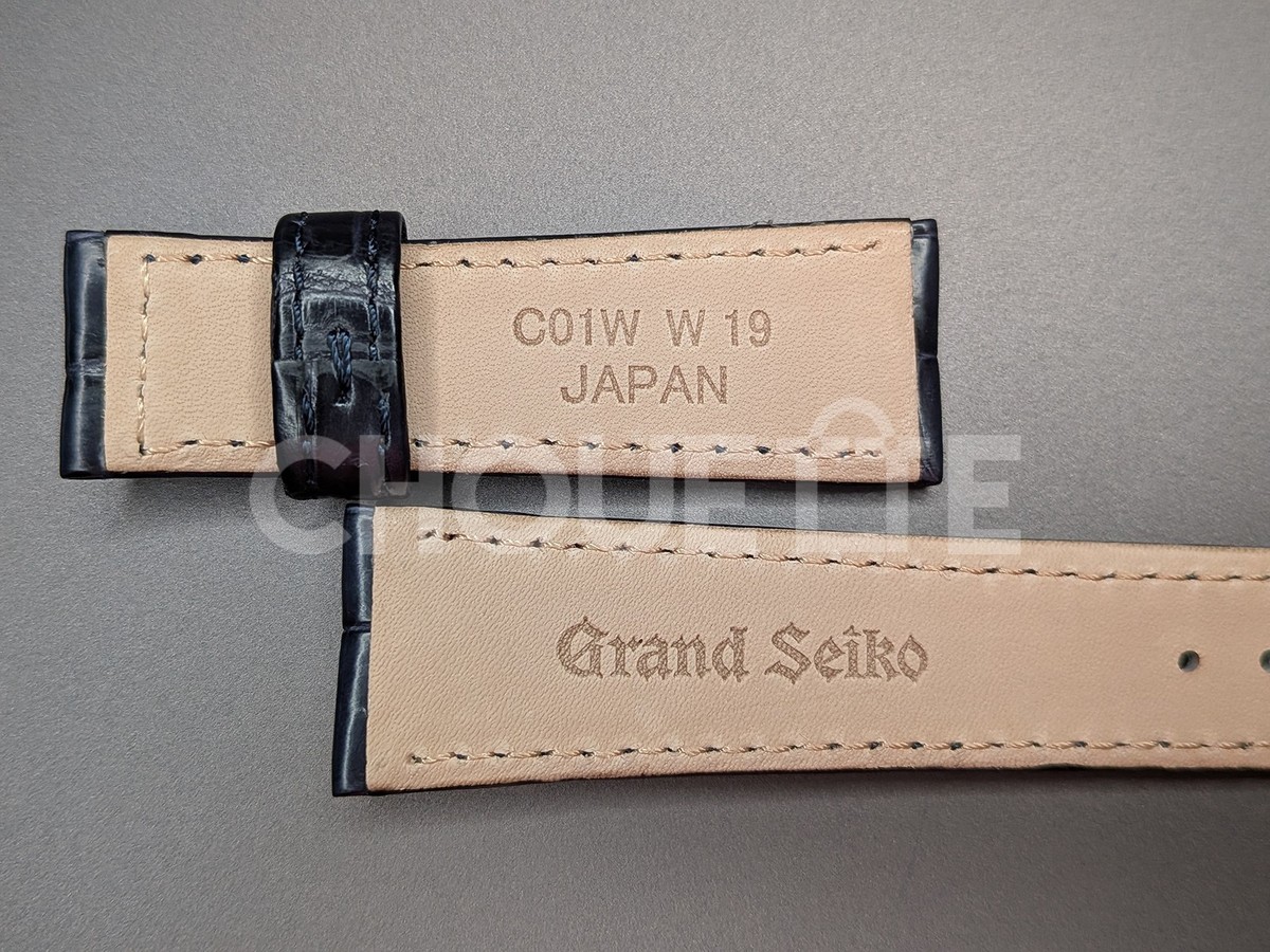 OEM Grand Seiko C01W037J9 19mm Dark Blue Crocodile Leather Strap