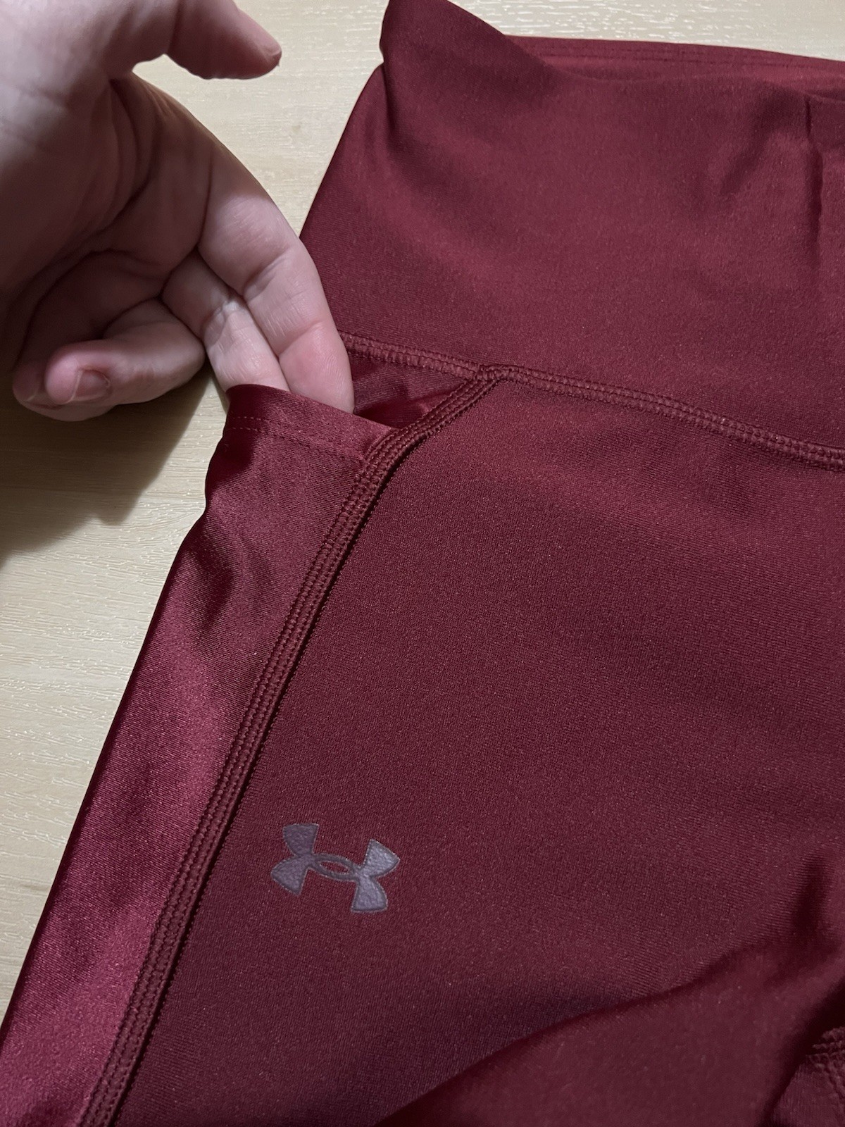 Under Armour Women's Burgundy Red HeatGear High Rise Ankle Leggings Size SM thumbnail 5