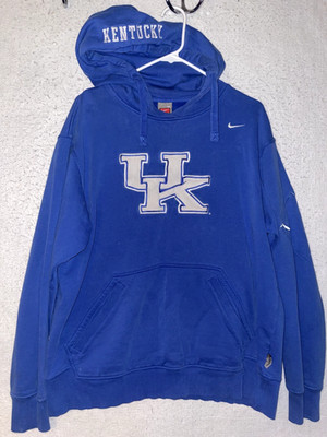 Nike Team Kentucky Wildcat Blue Sweatshirt Hoodie UK NCAA Heavyweight VTG Stitch