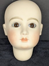 Vintage French Depose Tete Jumeau Doll Head Reproduction Bisque Brown Eyes 