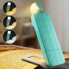 USB Rechargeable Book Reading Light, Timable LED Clip on Book Light Blue