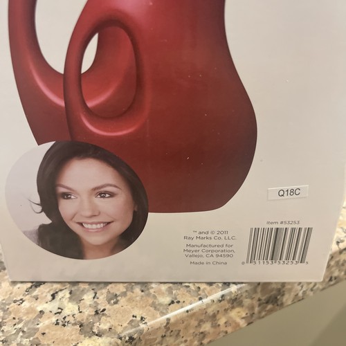 Rachael Ray Serveware EVOO & Vinegar Stoneware Bottle Set Red 53253 - Picture 2 of 3
