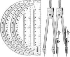 2 Set Protractor and Compass Set, Student Geometry Math Set Drawing Compass and