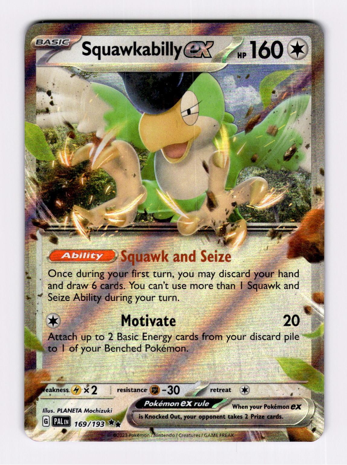 Squawkabilly ex 169/193 Double Rare Paldea Evolved Pokemon Holo Lightly Played