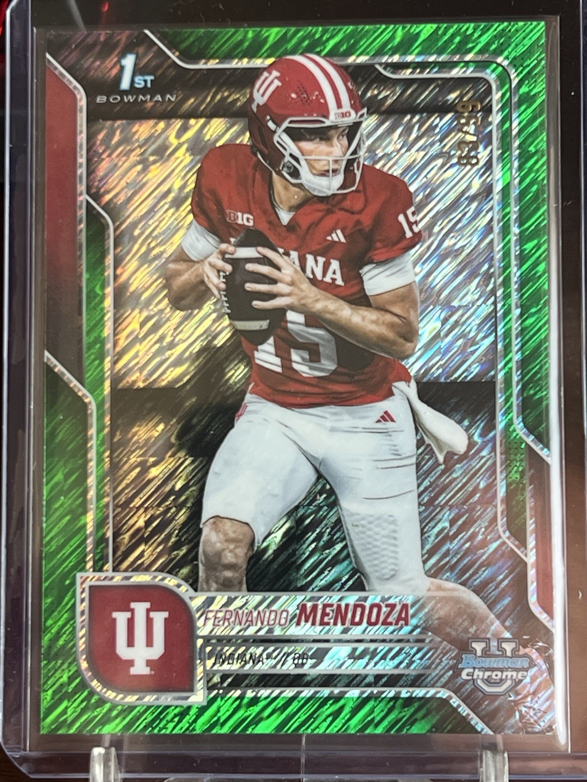 2025 Bowman Chrome U Fernando Mendoza 1st Green Shimmer Refractor 83/99 Indiana