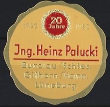 Reklamemarke Bunzlau / Schlesien, Jng. Heinz ...
