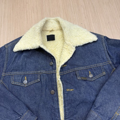 #ad VINTAGE 70s Sears Roebuck Denim Jacket Mens SZ 44 Sherpa Fleece Trucker Western $59.00