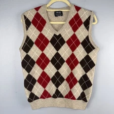 Ping For Kasten Sweater Vest Men’s *M Knitted In Scotland Lambswool Argyle *READ
