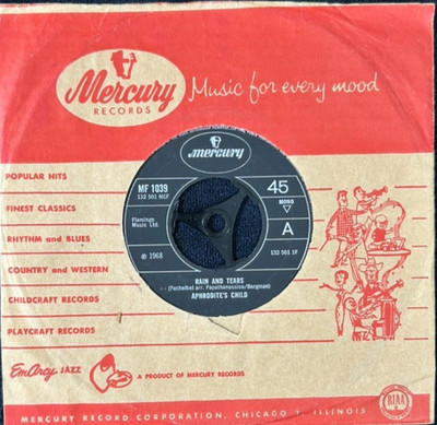 APHRODITE'S CHILD 'RAIN AND TEARS' 7'' SINGLE MERCURY RECORDS MF1039 1968 MONO