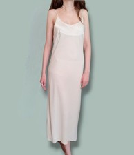 Vintage Palmers 100 Silk Slip Nightgown Maxi Dress Spaghetti Straps Ivory S-M
