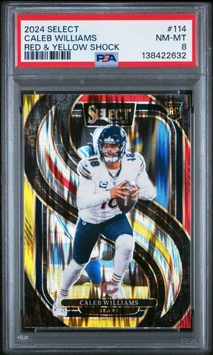 2024 Panini Select #114 Caleb Williams Red & Yellow Shock PSA 8