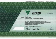 Vereinte Versicherung AG 1987 Berlin M&uuml;nchen 100 DM Allianz Magdeburg Swiss RE #
