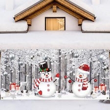 Snowmen Garage Door Banner Decoration Winter Garage Cover Holiday Door Cover ...