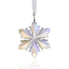 Crystal Snowflake Car Rear View Mirror Pendant Xmas Car Hanging Ornament Car ...